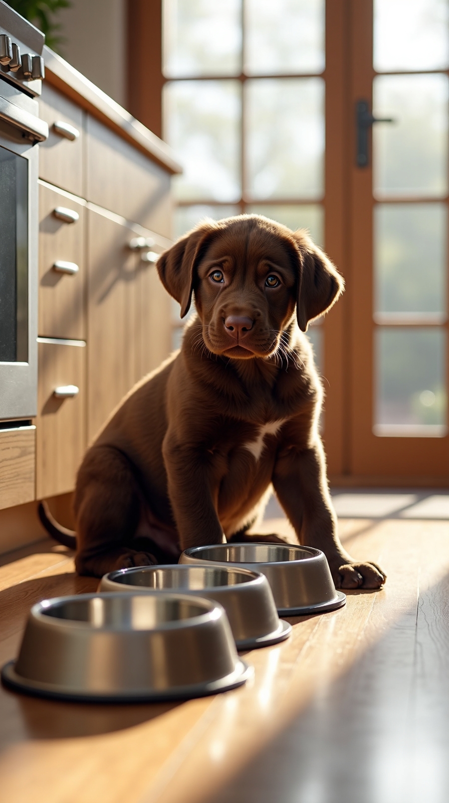 frequent well spaced meals for lab puppies